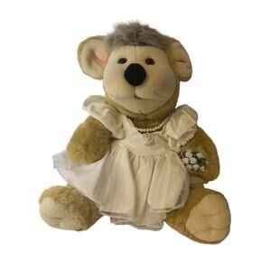 Vintage 1990s Linda Novick Handcrafted All Stuffed Up Bear "Bride" 18"
